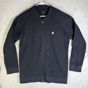 Apple Employee Jacket Mens 2XL XXL Black Uniform Full Zip Band Collar USA Made